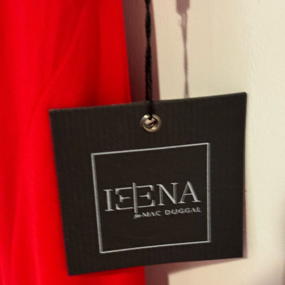 NWT Ieena for Mac Duggal Jersey One Shoulder Draped Back Gown Red Size 8 - Picture 8 of 10